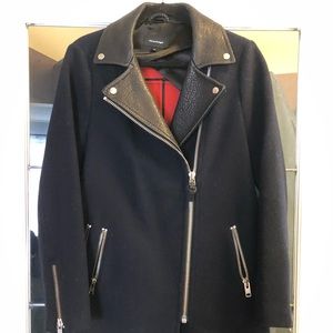 Mackage Wool with Leather Trim Coat